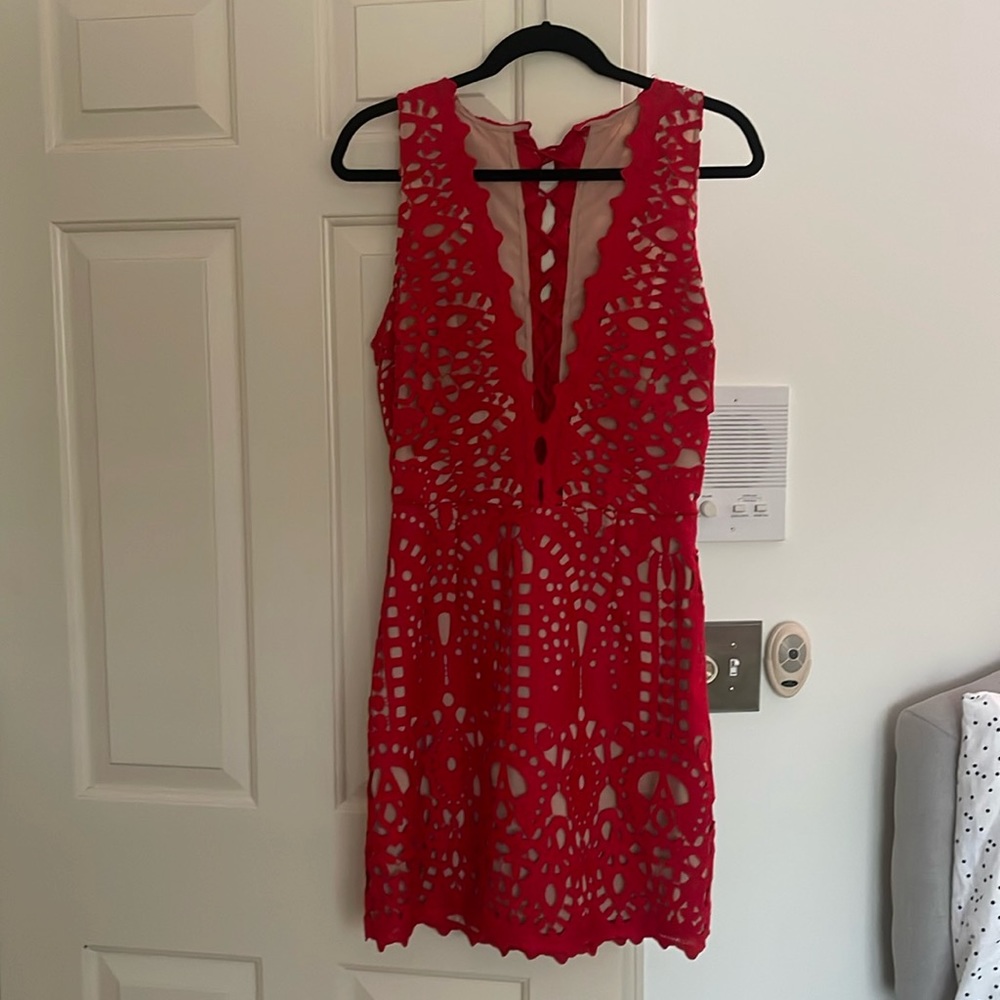 Red Lace Boutique Mini Dress (Low cut)
